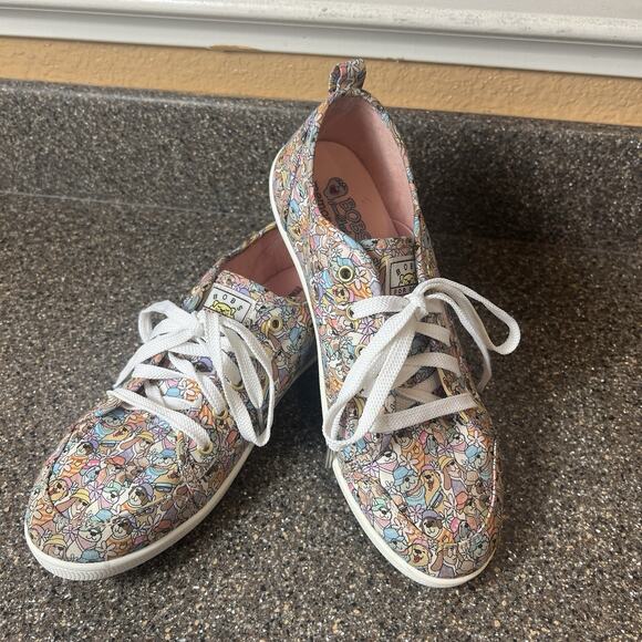 Bobs from Skechers Dogs in Hats Shoes Womens 9 Memory Foam Lace Up Comfort Flats - Picture 1 of 11